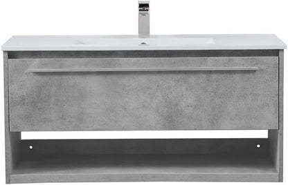 40 Inch Single Bathroom Floating Vanity in Concrete Grey