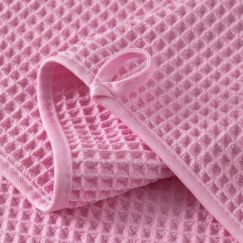 Microfiber Waffle Bath Towels, 4 Pieces, Soft, Absorbent, Fast Drying, Lint Free 430 GSM (27''x55''/68.58 cm x139.7 cm)