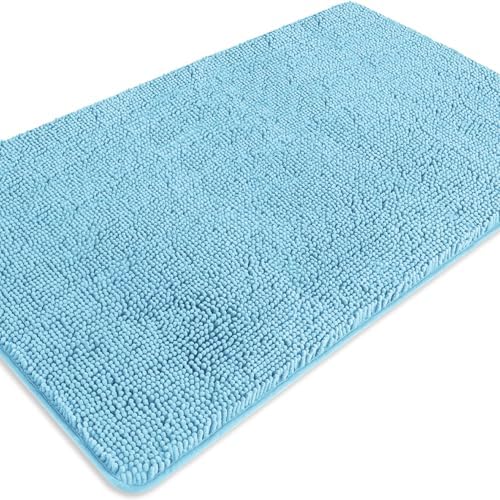 Bathroom Rugs 30 x 50 Inch – Extra Large Bath Mat | Absorbent and Washable Thick Chenille Bath Rugs Non-Slip Runner Rug for Bathroom, Shower, Tub(Sky Blue)