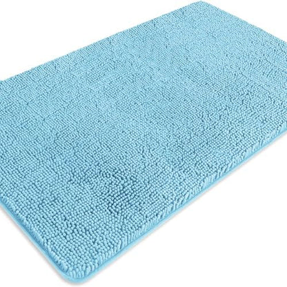 Bathroom Rugs 30 x 50 Inch – Extra Large Bath Mat | Absorbent and Washable Thick Chenille Bath Rugs Non-Slip Runner Rug for Bathroom, Shower, Tub(Sky Blue)