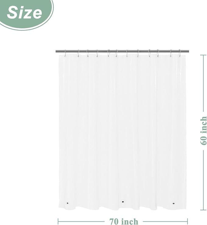 Mrs Awesome 70x60 Short Shower Curtain Liner Clear | 3 Bottom Magnets,12 Rustproof Grommets,Water Proof Lightweight PEVA,70W x 60H for Bathroom Short Size