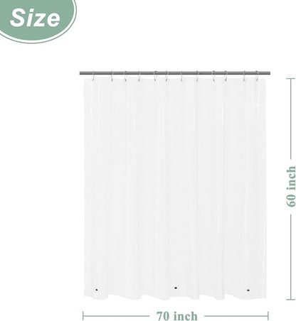 Mrs Awesome 70x60 Short Shower Curtain Liner Clear | 3 Bottom Magnets,12 Rustproof Grommets,Water Proof Lightweight PEVA,70W x 60H for Bathroom Short Size