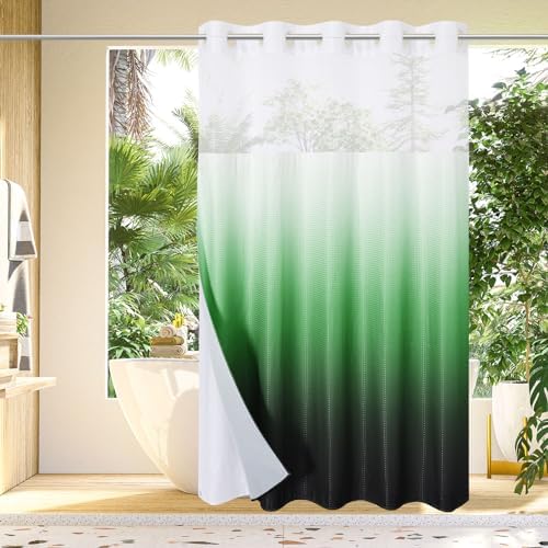 Gibelle No Hook Cloth Ombre Green Blue Shower Curtain with Liner, 72x74