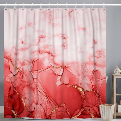 Red Extra Long Waterproof Shower Curtain 72x96 inches