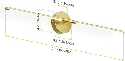 Modern Wall Sconce for Bathroom 33In Gold Vanity Light Fixture Hardwired 3000K Bathroom Sconce 360° Rotate Warm Light for Bedroom