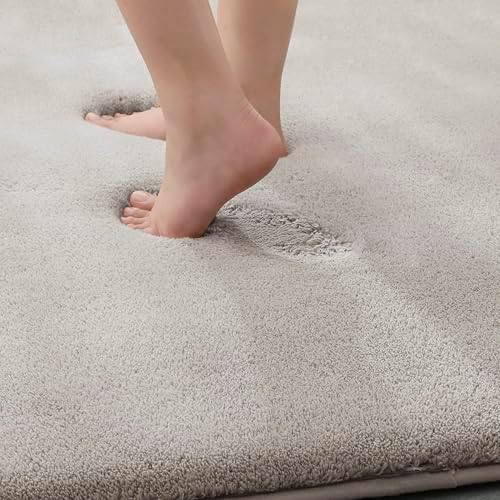 MINIDEAR Bathroom Rugs 44x24 Tan - Thick Memory Foam Bath Mat, Ultra Soft & Plush Fluffy, Non-Slip, Quick Dry, Absorbent Washable Floor Microfiber Mat for Tub, Home Decor Accessories