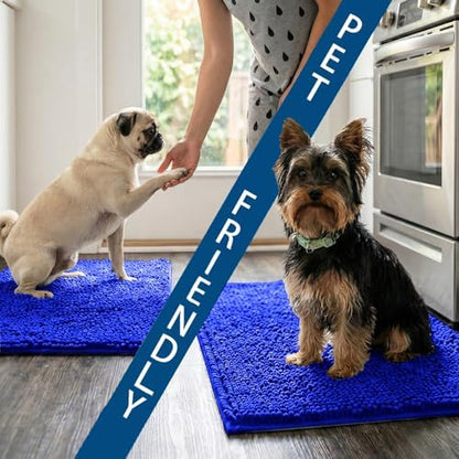 Bathroom Rugs Sets 2 Piece,Super Absorbent Chenille Bath Mats and U-Shaped Toilet Rug,Strong PVC Non Slip Backing,Microfiber Washable Dry Quickly Bath Mats for Bathroom(20"x32"+20"x20"U, Royal Blue)