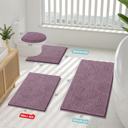 Smiry Toilet Rugs U-Shaped 24x20, Extra Soft Absorbent Contoured Bath Mat