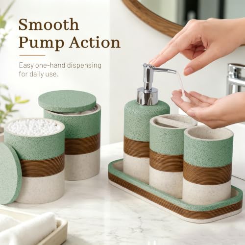YMXYJM 6-Piece Resin Bathroom Accessories Set, Green