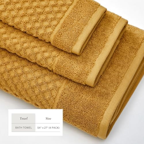 Great Bay Home Bath Towels - 100% Cotton 4 Pack 54x27 Bath Towel Set - Absorbent, Durable, Quick-Dry Towels for Bathroom (Marigold)