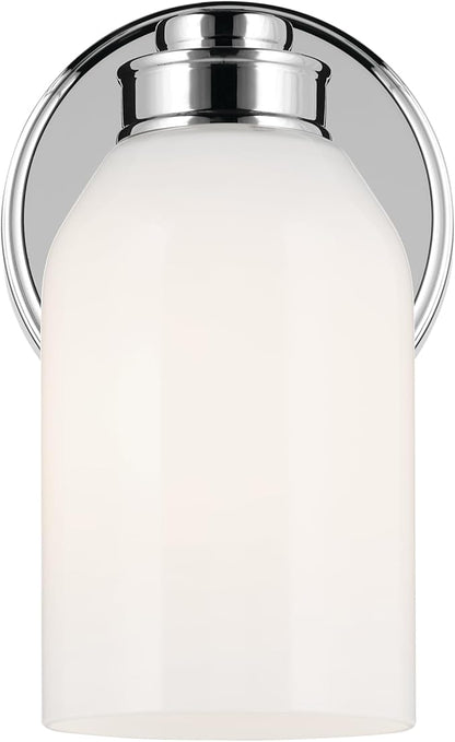 Kichler Shae 5" 1-Light Wall Sconce with White Opal Glass in Chrome, Modern, for Vanity, Fireplace, Buffet, Hallway, Vanity Mirror, (8.25" H x 5" W), 55200CH