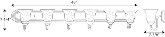 Progress Lighting P3056-09 Alabaster Glass Bath & Vanity, 48-Inch Width x 7-1/4-Inch Height, Nickel