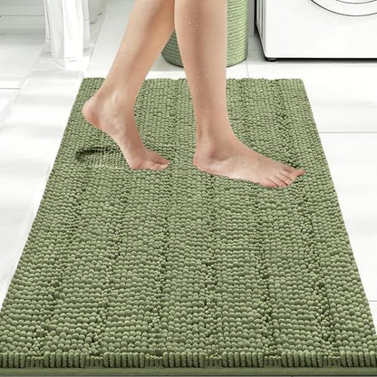 Bcoimo Bath Rug Mat,Sage Chenille High Absorbent Bathroom Mat for Floor Tub