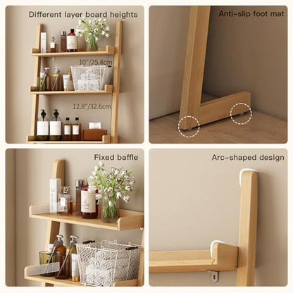 3-Tier Bathroom Over Toilet Storage for Small Space (Brown)