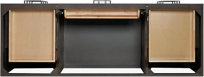 ARIEL Hepburn 60-inch Bathroom Vanity with Sink,Solid Wood, 1.5-inch Italian Carrara Marble Countertop, Single Rectangular Porcelain Sink, 2 Soft Closing Doors, 9 Dovetail Drawers, Brown Oak