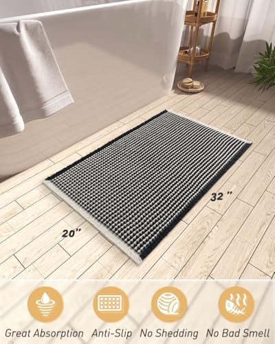 Upgraded Waffle Bath Mat Ultra Absorbent Non Slip Bathroom Mat, 20" x 32"
