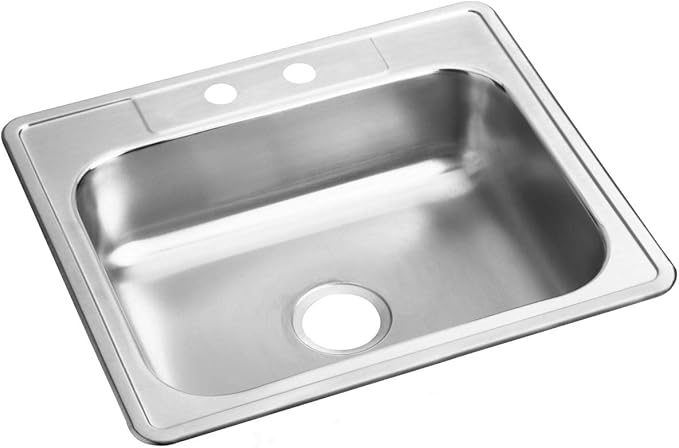 Elkay D125222 22 Gauge Stainless Steel Single Bowl Top Mount Kitchen Sink, 25 x 22 x 6.5625"