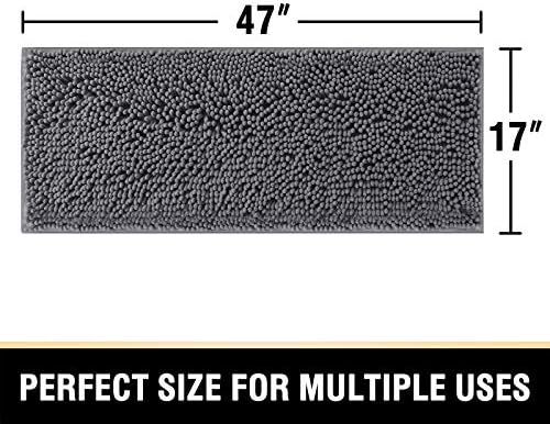 H.VERSAILTEX Bathroom Rugs Bath Mats for Bath Room Non Slip Luxury Chenille Bathroom Runner Rug 47x17 Extra Soft and Absorbent Shaggy Rugs Washable Dry Fast Area Carpet Mats for Bath Room, Tub - Grey