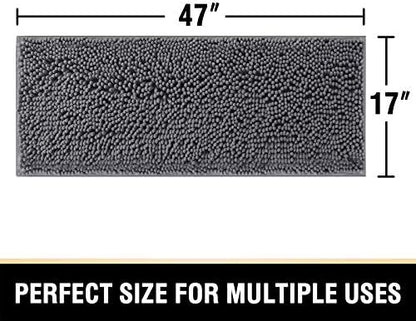 H.VERSAILTEX Bathroom Rugs Bath Mats for Bath Room Non Slip Luxury Chenille Bathroom Runner Rug 47x17 Extra Soft and Absorbent Shaggy Rugs Washable Dry Fast Area Carpet Mats for Bath Room, Tub - Grey