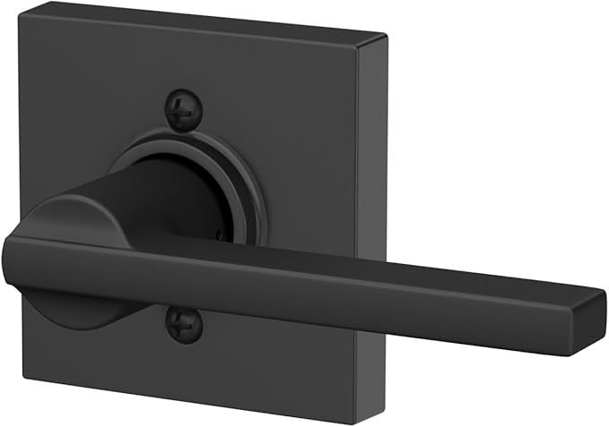 Schlage F170 LAT 622 COL Latitude Lever with Collins Trim Non-Turning Dummy Door Handle, Matte Black