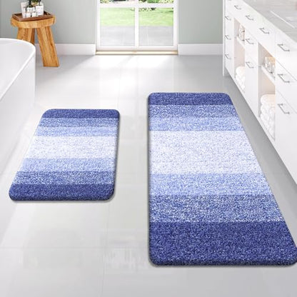 OLANLY Micorfiber Bathroom Rug Set 2 Piece, 47"x20"+24"x16"