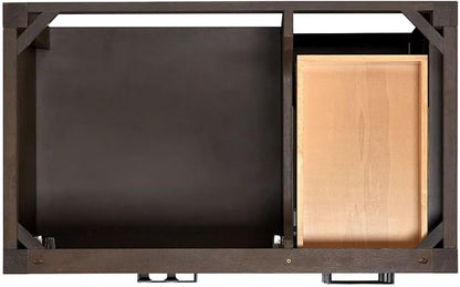 ARIEL Cambridge 36-inch Bathroom Vanity Base Cabinet,Solid Wood, 2 Soft Closing Doors, 5 Dovetail Drawers, Brown Oak