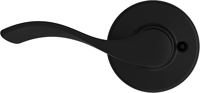 Kwikset Balboa Dummy Door Handle, Single Sided Lever for Closets, French Double Doors, and Pantry, Matte Black Non-Turning Left Handed Interior Push/Pull Lever