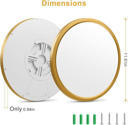 12Inch Gold Flush Mount Ceiling Light Fixture , 24W(240W Equivalent), 3200LM, 6000K Cool White, IP40, Flat Modern Round LED Ceiling Lights for Bedrooms, Living Rooms, Bathrooms, Stairwells, etc.