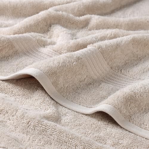 SUPERIOR Egyptian Cotton Bath Towel Set, Home Bathroom Towels, Master, Guest Bath, Decor Essentials, Quick Dry, Absorbent, Large Body Towels, Spa, Hotel, Resort, Adult, Kids, Set of 2, Stone