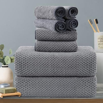 8-Piece Gray Bath Towels Set,2 Oversized Large Bath Towels Sheet,2 Hand Towels and 4 Washcloths - 600 GSM Soft Luxury Towel Set,Highly Absorbent Quick Dry Towel Collection for Bathroom,Hotel and Spa