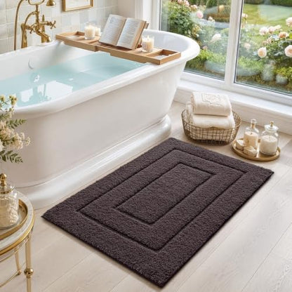 DEXI Bathroom Rugs 43x24, Non-Slip and Absorbent Bath Mat, Brown