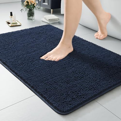 LOCHAS Luxury Bathroom Rug Shaggy Bath Mat 24 x 36 Inch, Navy