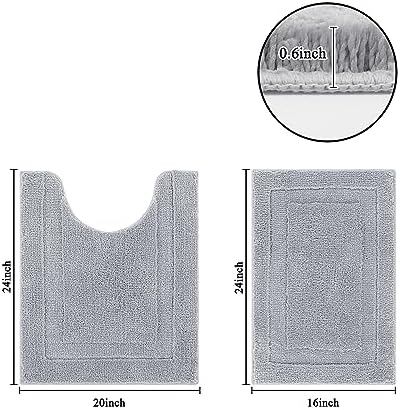 SHACOS Soft Microfiber Small Bathroom Rugs Set 2 Pieces with Toilet Rug