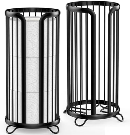 Toilet Paper Holder Stand, Freestanding Toilet Paper Storage,2 Pack,Black