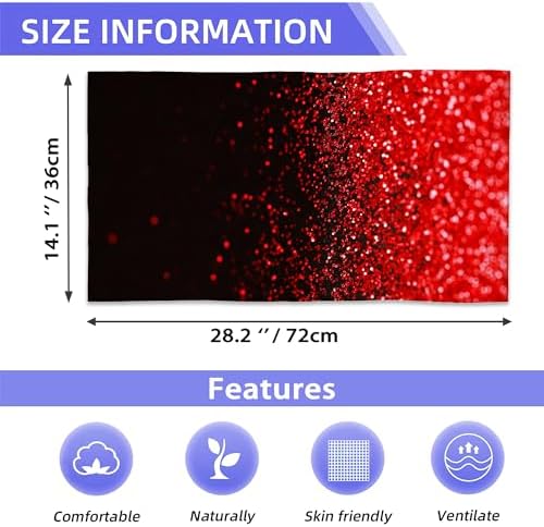 Christmas Red Black Glitter Hand Towels Set of 2,28 x 14 Inch Bathroom Towel Soft Absorbent Kitchen Hotel Spa Laundry Room Gym Face Towel Decor
