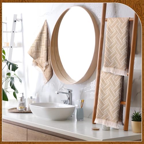 HunnmingRe 4 Pack Boho Hand Towel for Kitchen, Brown,White