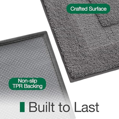 LUMI Large Bathroom Rugs Soft Absorbent, Non Slip Bath Mat 24x43, Dark Grey