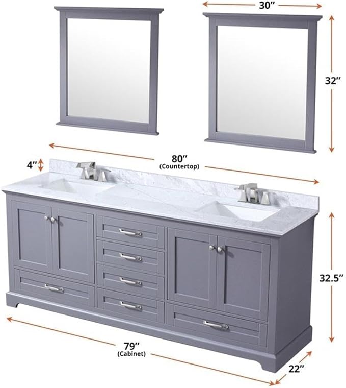 Dukes 80 in. W x 22 in. D Dark Grey Double Bath Vanity