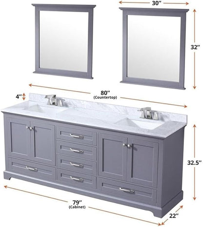 Dukes 80 in. W x 22 in. D Dark Grey Double Bath Vanity