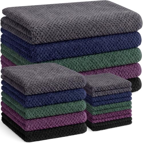 Mixweer 20 Pcs Bath Towel and Washcloths Set for Bathroom, Dark Color