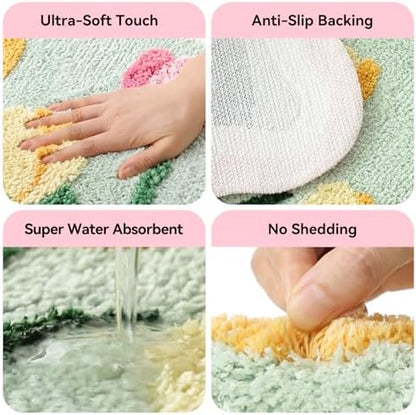 TRUEDAYS Tulips Floral Bathroom Rug, Cute Bath Mat for Bathroom, 32”x20”
