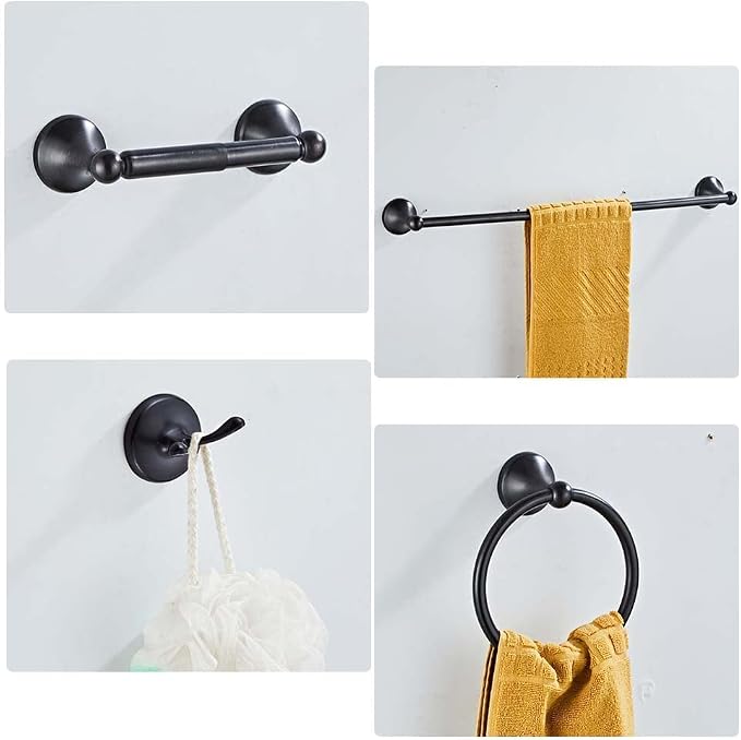 8 Piece Bathroom Accessory Set(Adjustable Towel Bar, Towel Ring, Toilet Paper Holder,Towel Robe Hook), Wall Mounted Bathroom Hardware Accessories Set,Oil Rubbed Bronze