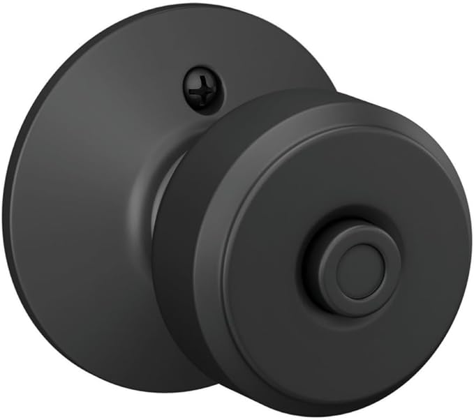 Schlage F40 BWE 622 Bowery Door Knob, Bed & Bath Privacy Lock, Matte Black