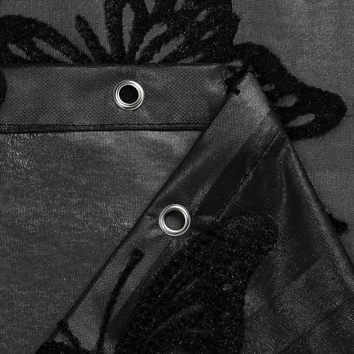 Onalasyc Black Butterfly Shower Curtain,Lace Sheer Shower Curtain,72x72in