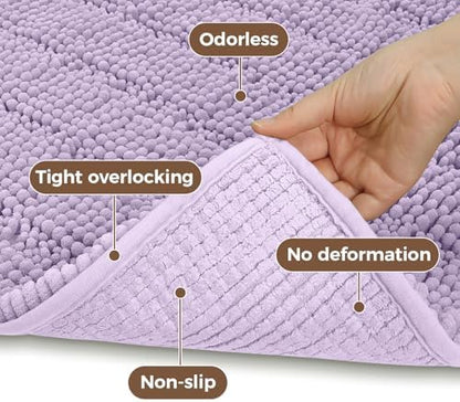 Bcoimo Bath Rug Mat,Chenille Extra Soft Lavender Long Bathroom Runner Rugs
