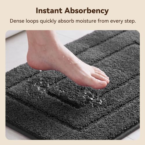 GRANNY SAYS Charcoal Gray Bathroom Rug 16" x 24", Non-Slip Bath Mat
