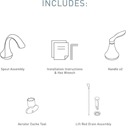 Moen Eva Brushed Nickel Two-Handle High-Arc Widespread Bathroom Faucet, Bathroom Faucets for Sink 3 Hole Setup with Drain Trim, (Valve Required), T6420BN