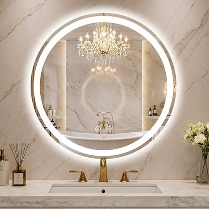 Round LED Bathroom Mirror with Lights, 36 Inch Circle Lighted Vanity Mirror