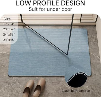 Mecko Bath Mat 24"x48",Ultra Thin Bathroom Rug fit Under Door Light Blue