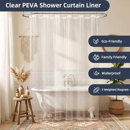 Shower Curtain and Liner Set, 3 in 1 Waffle Shower Curtain Set with 12 Double Sided Shower Curtain Hooks, Fabric Shower Curtains for Bathroom, Navy Blue, 72 x 72